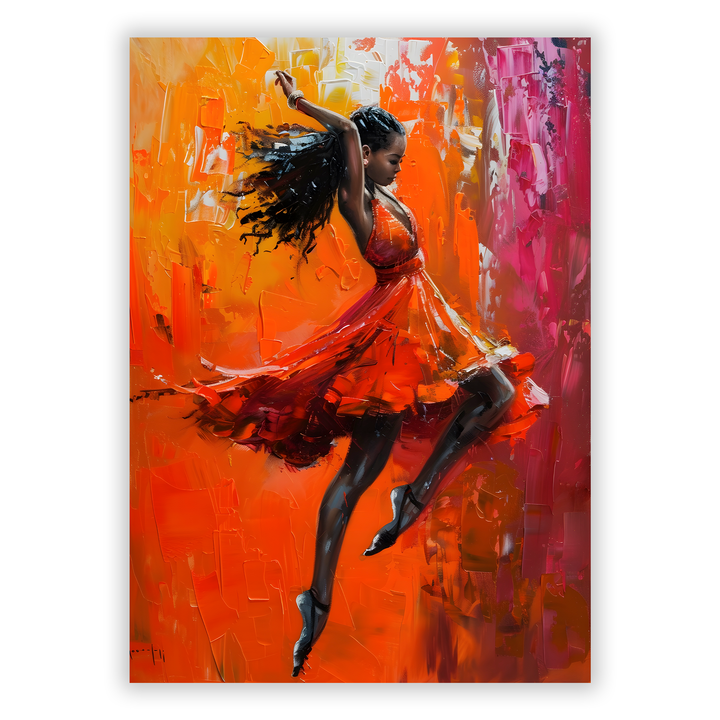 Zum Produkt Ballerina Poster mit orangem Kleid