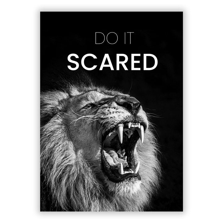 Zum Produkt Do It Scared Poster - Löwe Motivationsposter