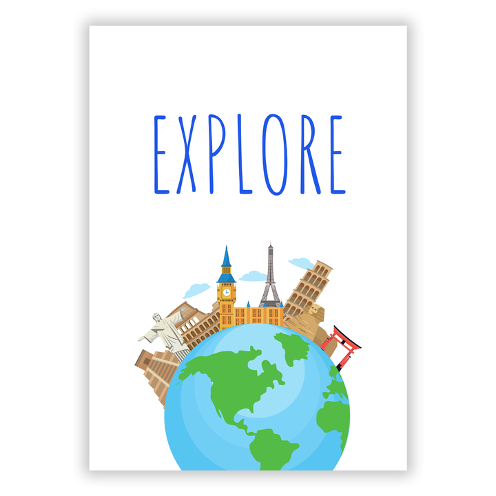 Zum Produkt Explore Poster mit Weltkugel