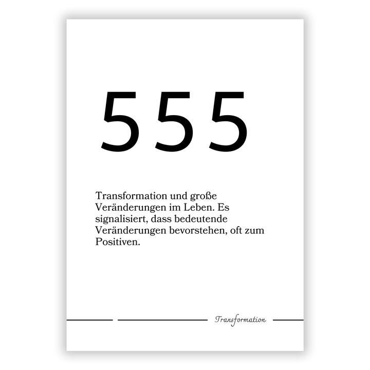 Zum Produkt Spirituelle Engelszahl 555 Transformation Poster