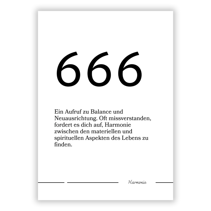 Zum Produkt Spirituelle Engelszahl 666 Harmonie Poster