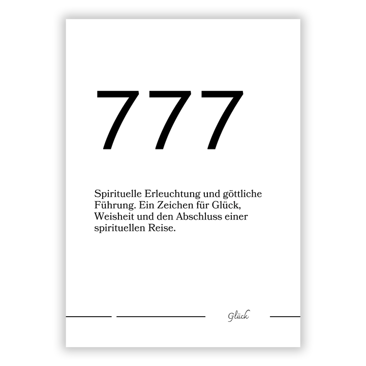 Zum Produkt Spirituelle Engelszahl 777 Glück Poster