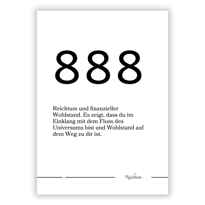 Zum Produkt Spirituelle Engelszahl 888 Reichtum Poster