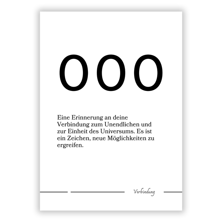 Zum Produkt Spirituelle Engelszahl 000 Verbindung Poster