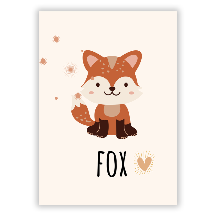 Zum Produkt Süßer Fuchs (Fox) - Niedliches Poster > Tierposter - Englisch für Kinder