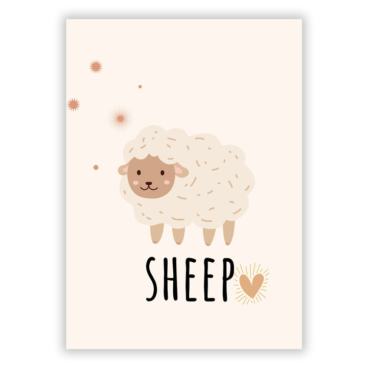 Zum Produkt Süßes Schaf (Sheep) - Niedliches Poster > Tierposter - Englisch für Kinder