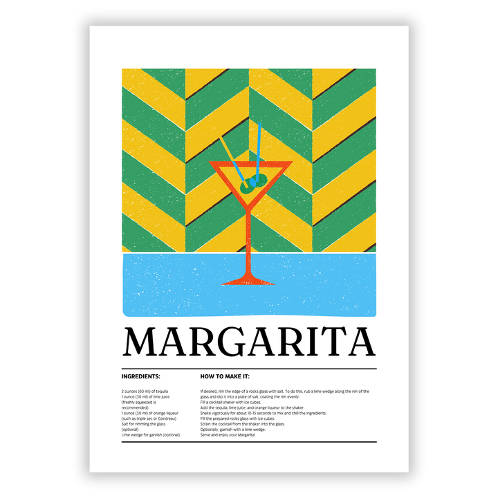 Zum Produkt Margarita Poster - Cocktail Zutatenliste und Zubereitungsanleitung