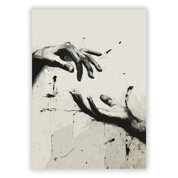 Zum Produkt Hände kurz vor der Berührung Poster