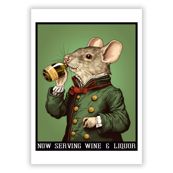 Zum Produkt Now serving Wine & Liquor Poster - Antiker Stil