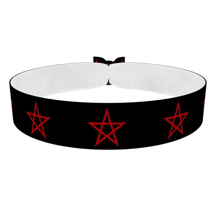 Zum Produkt Pentagramm schwarz Stoffarmband
