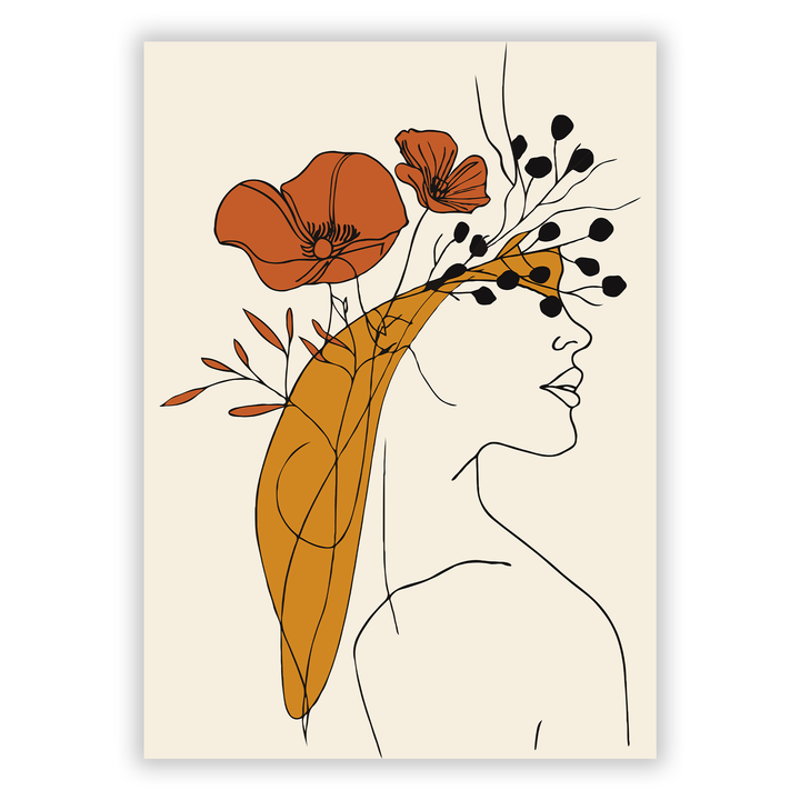 Zum Produkt Boho Line Art Poster #1 - Frau Silhouette in Erdtönen