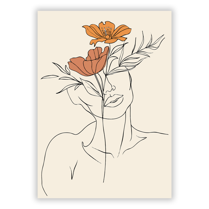 Zum Produkt Boho Line Art Poster #3 - Frau Silhouette in Erdtönen