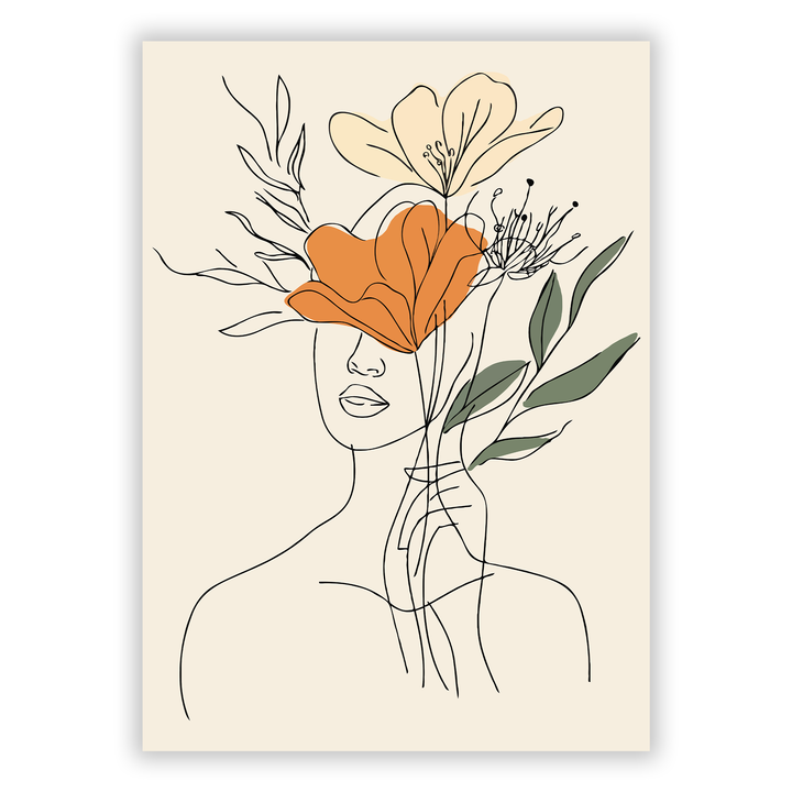 Zum Produkt Boho Line Art Poster #4 - Frau Silhouette in Erdtönen