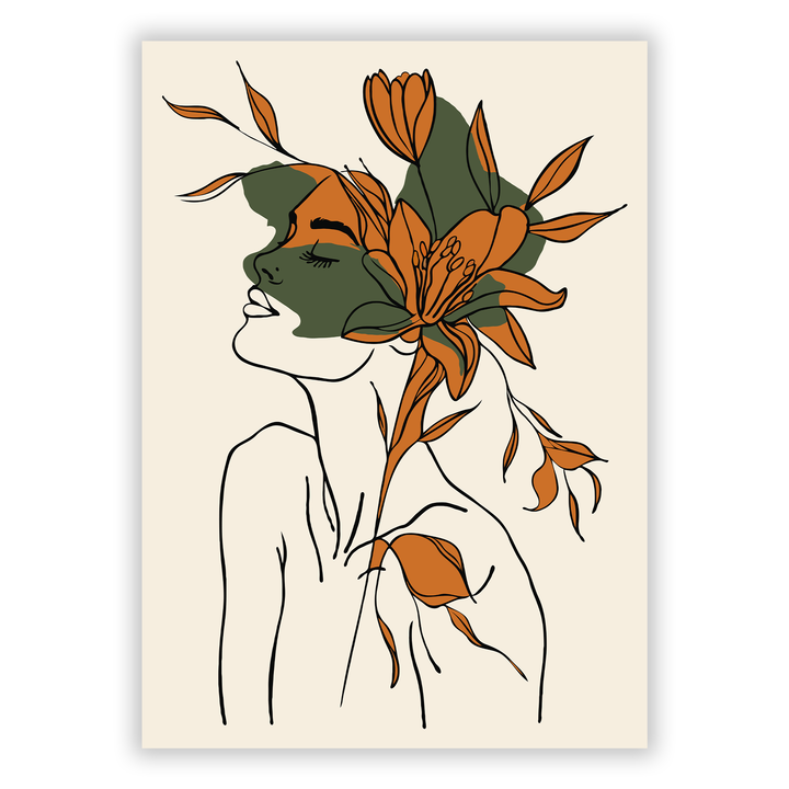 Zum Produkt Boho Line Art Poster #6 - Frau Silhouette in Erdtönen