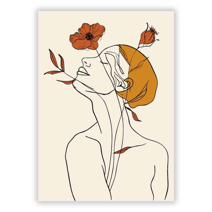 Zum Produkt Boho Line Art Poster #8 - Frau Silhouette in Erdtönen