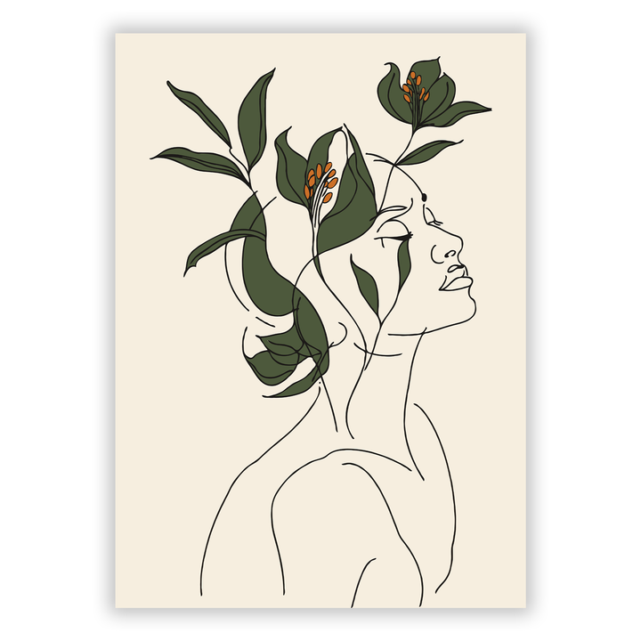 Zum Produkt Boho Line Art Poster #10 - Frau Silhouette in Erdtönen