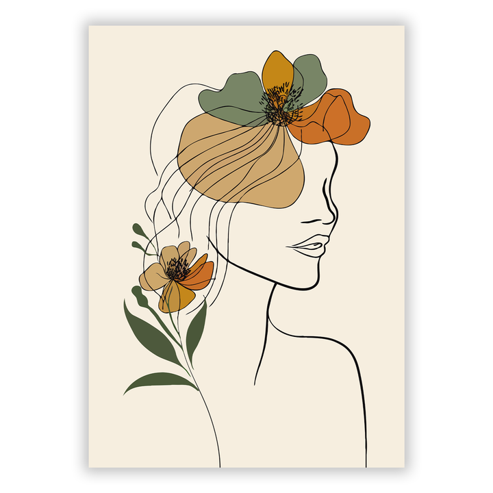 Zum Produkt Boho Line Art Poster #11 - Frau Silhouette in Erdtönen