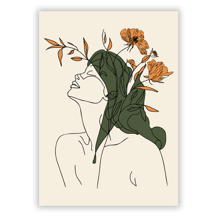 Zum Produkt Boho Line Art Poster #14 - Frau Silhouette in Erdtönen