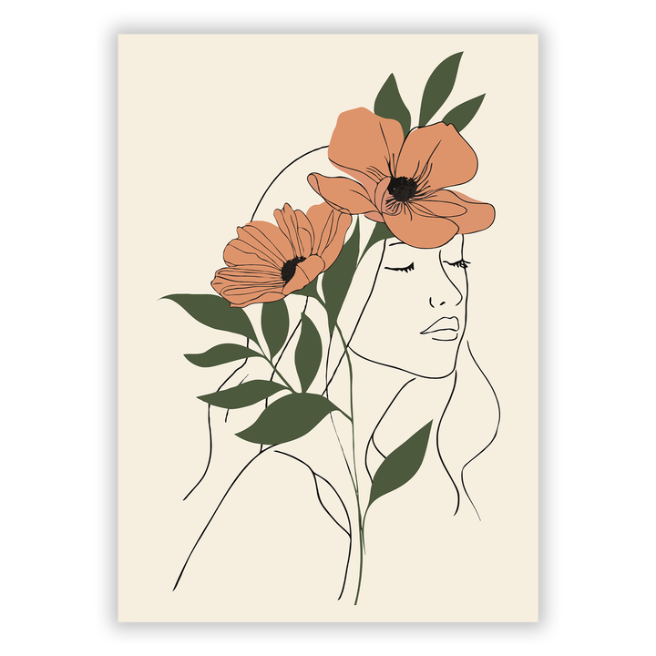 Zum Produkt Boho Line Art Poster #17 - Frau Silhouette in Erdtönen