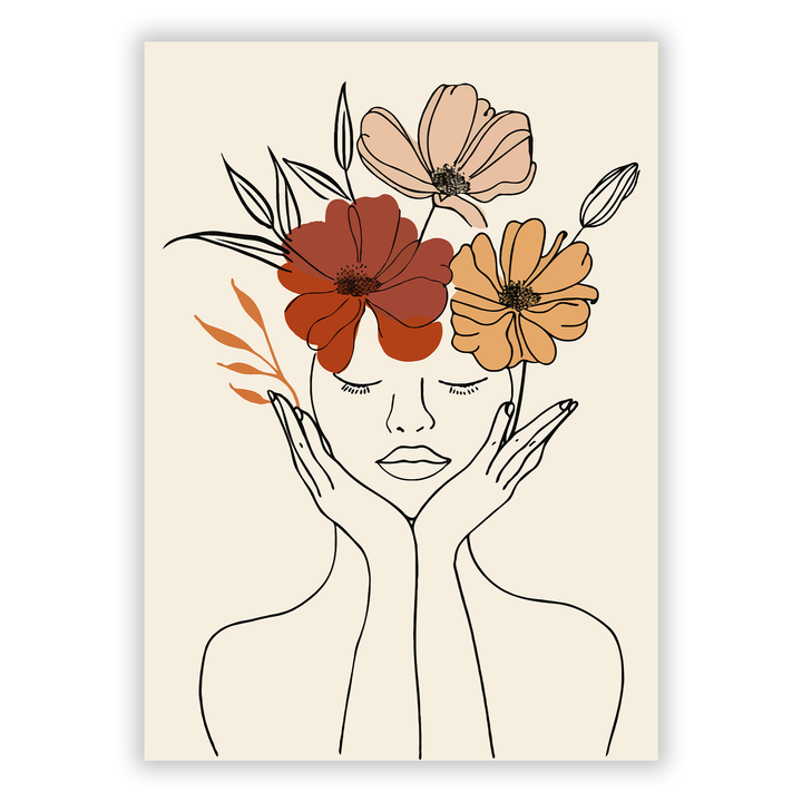 Zum Produkt Boho Line Art Poster #18 - Frau Silhouette in Erdtönen