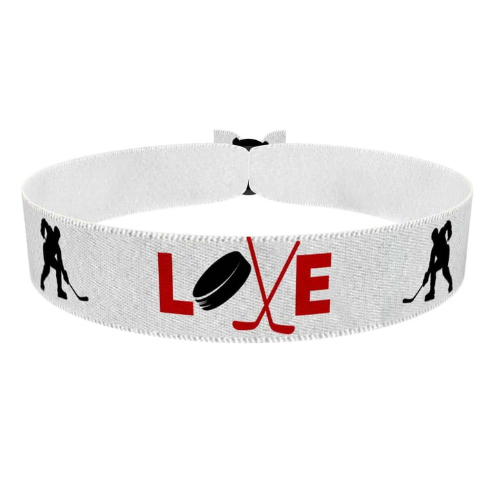 Zum Produkt Eishockey weiß Stoffarmband