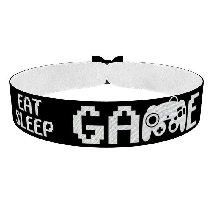 Zum Produkt Eat Sleep Game schwarz Stoffarmband