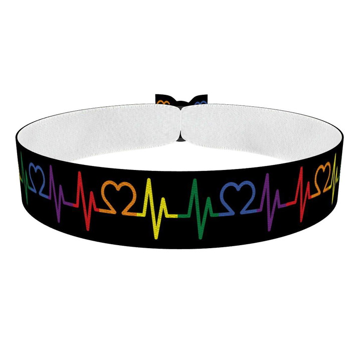 Zum Produkt LGBTQ Heartbeat schwarz Stoffarmband