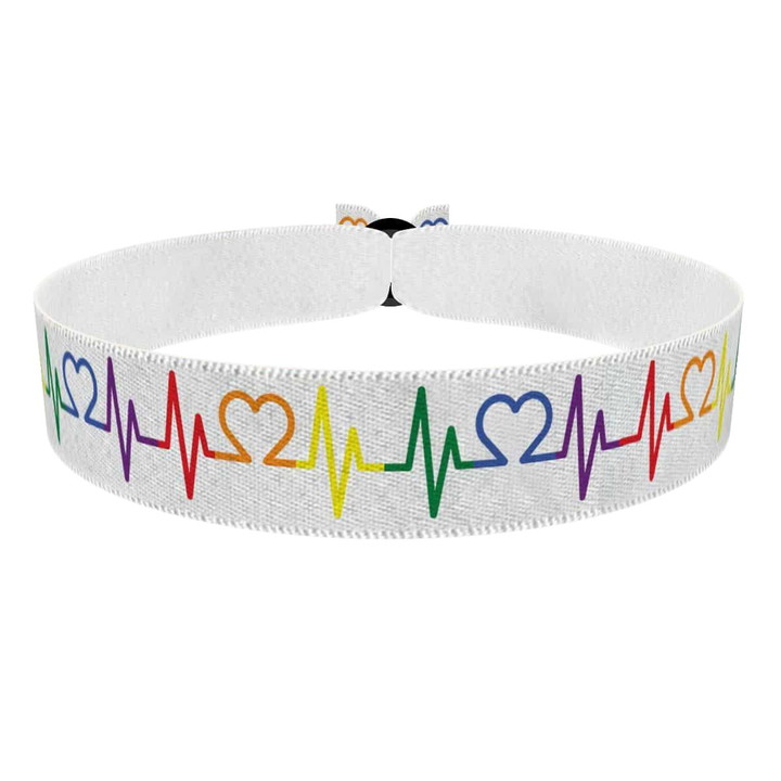 Zum Produkt LGBTQ Heartbeat weiß Stoffarmband