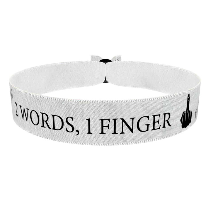 Zum Produkt 2 words, 1 finger weiß Stoffarmband