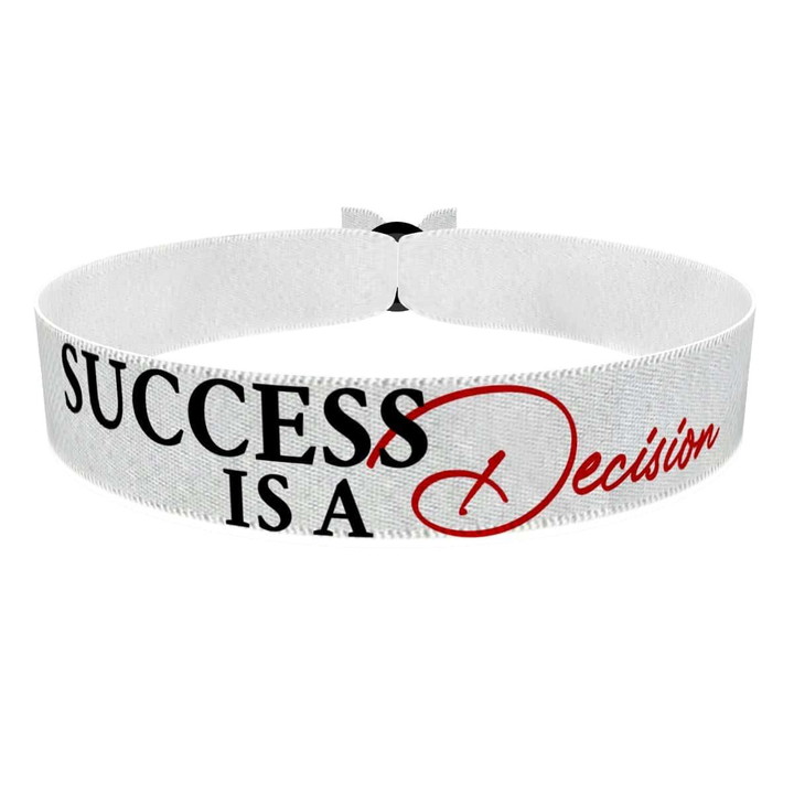 Zum Produkt Success is a decision weiß Stoffarmband