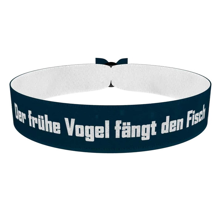 Zum Produkt Der frühe Vogel fängt den Fisch Stoffarmband