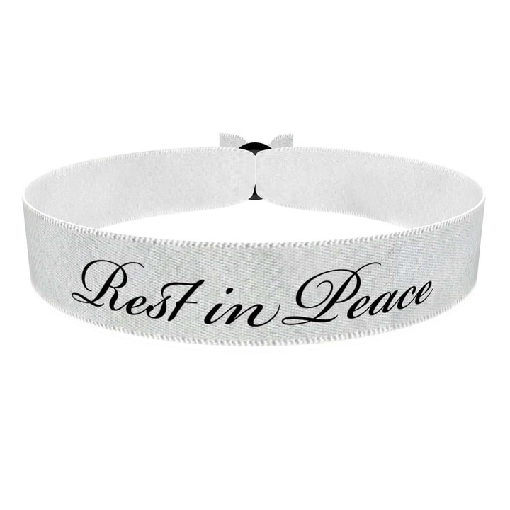 Zum Produkt Rest in Peace Stoffarmband weiß