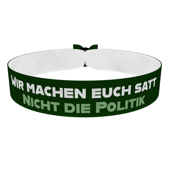 Zum Produkt Wir machen euch satt Stoffarmband