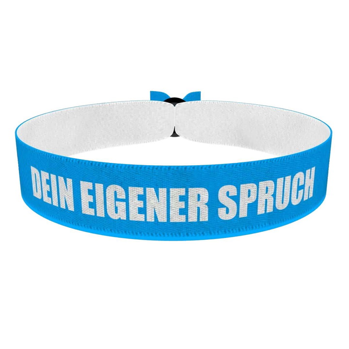 Zum Produkt Dein eigener Spruch Stoffarmband hellblau