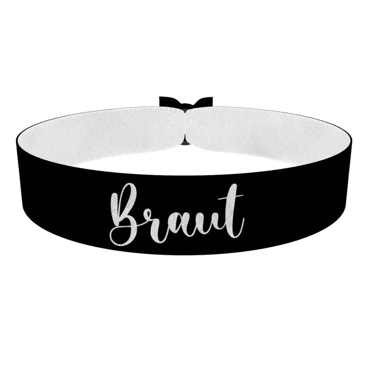 Zum Produkt JGA Braut Stoffarmband schwarz