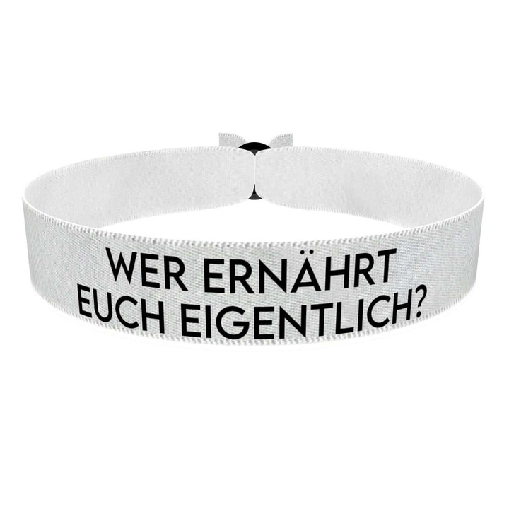Zum Produkt Wer ernährt euch eigentlich? Stoffarmband