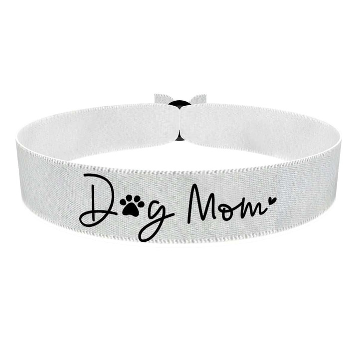 Zum Produkt Dog Mom Stoffarmband weiß