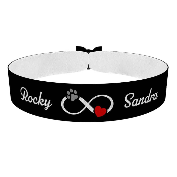 Zum Produkt Infinity Love Stoffarmband für dich und deinen Hund mit Namen