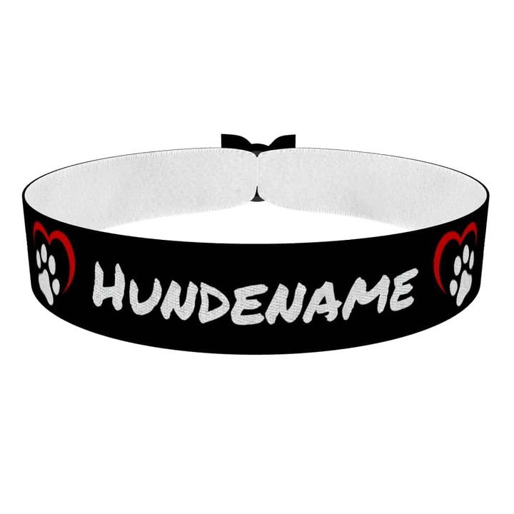 Zum Produkt Pfote mit Herz Stoffarmband mit Name