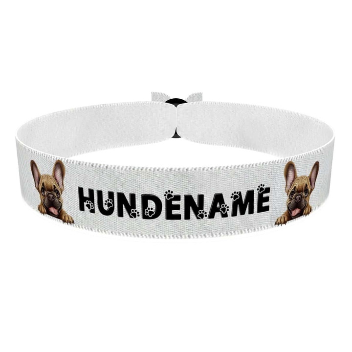 Zum Produkt Französische Bulldogge Stoffarmband anpassbar mit Name