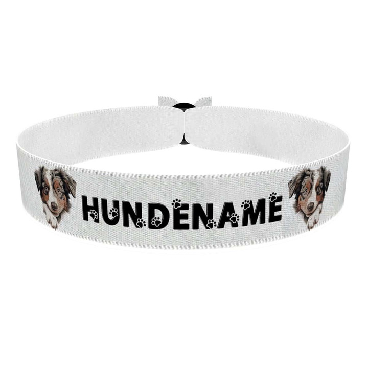 Zum Produkt Australian Shepherd Stoffarmband anpassbar mit Name