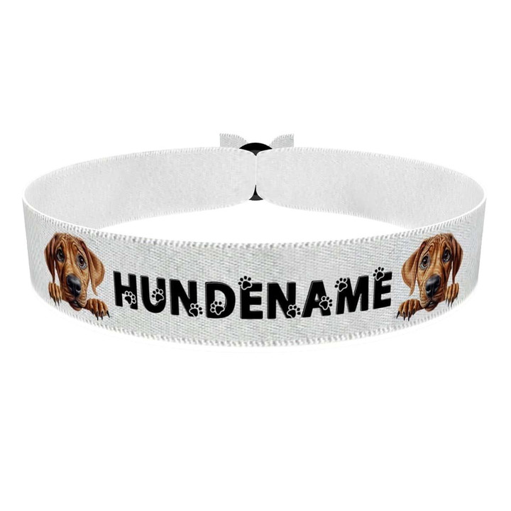 Zum Produkt Rhodesian Ridgeback Stoffarmband anpassbar mit Name