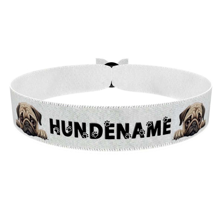 Zum Produkt Mops Stoffarmband anpassbar mit Name