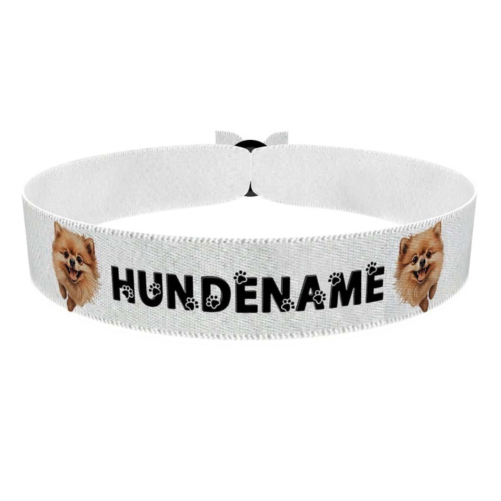 Zum Produkt Zwergspitz Stoffarmband anpassbar mit Name