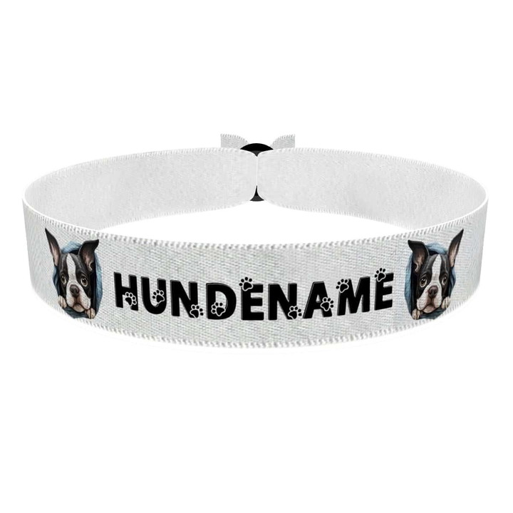 Zum Produkt Boston Terrier Stoffarmband anpassbar mit Name