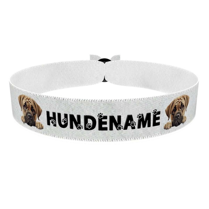 Zum Produkt Bullmastiff Stoffarmband anpassbar mit Name
