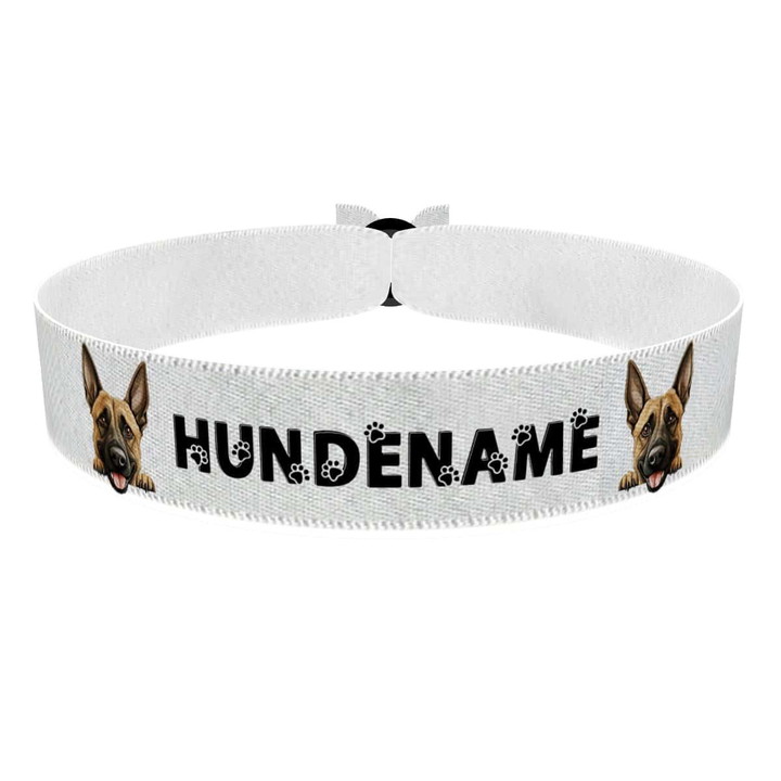 Zum Produkt Malinois Belgischer Schäferhund Stoffarmband anpassbar mit Name