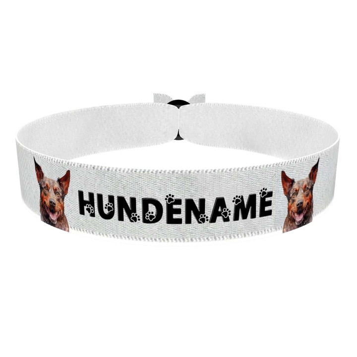 Zum Produkt Cattle Dog braun Stoffarmband anpassbar mit Name