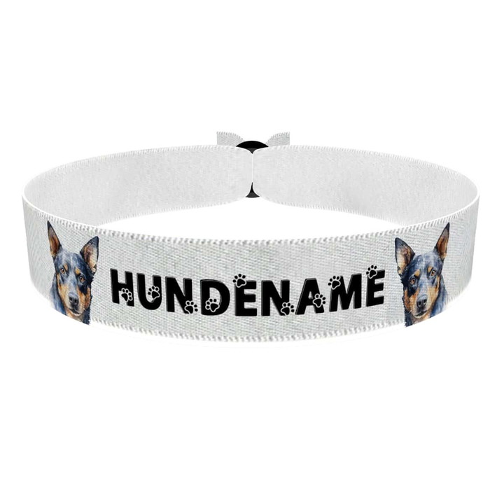 Zum Produkt Cattle Dog schwarz Stoffarmband anpassbar mit Name