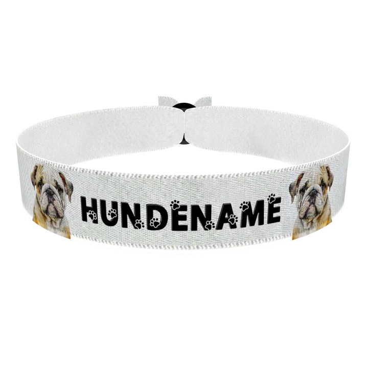 Zum Produkt Old English Bulldogge Stoffarmband anpassbar mit Name